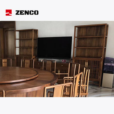Eetkamer in Chinese stijl van massief hout met draaitafel 12 stoelen en 2 wijnkasten