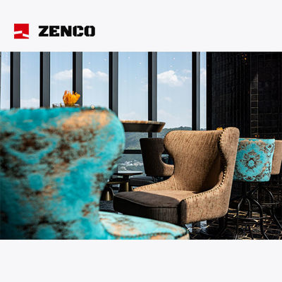 Hotellobby meubelset met stoffen bank, stoel, salontafel