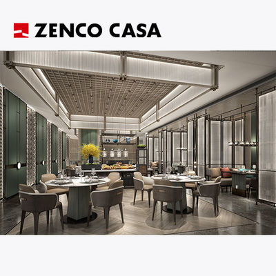 Hotel-restaurantmeubelset met leer eettafel en ronde marmeren eettafel