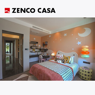 Moderne slaapkamermeubilair set met kinderbed met ronde massief houten nachtkast